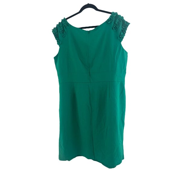 Sandra Darren Green Ruffled Sheath Dress Size 24W 3X Plus New Classic Career - Picture 3 of 9